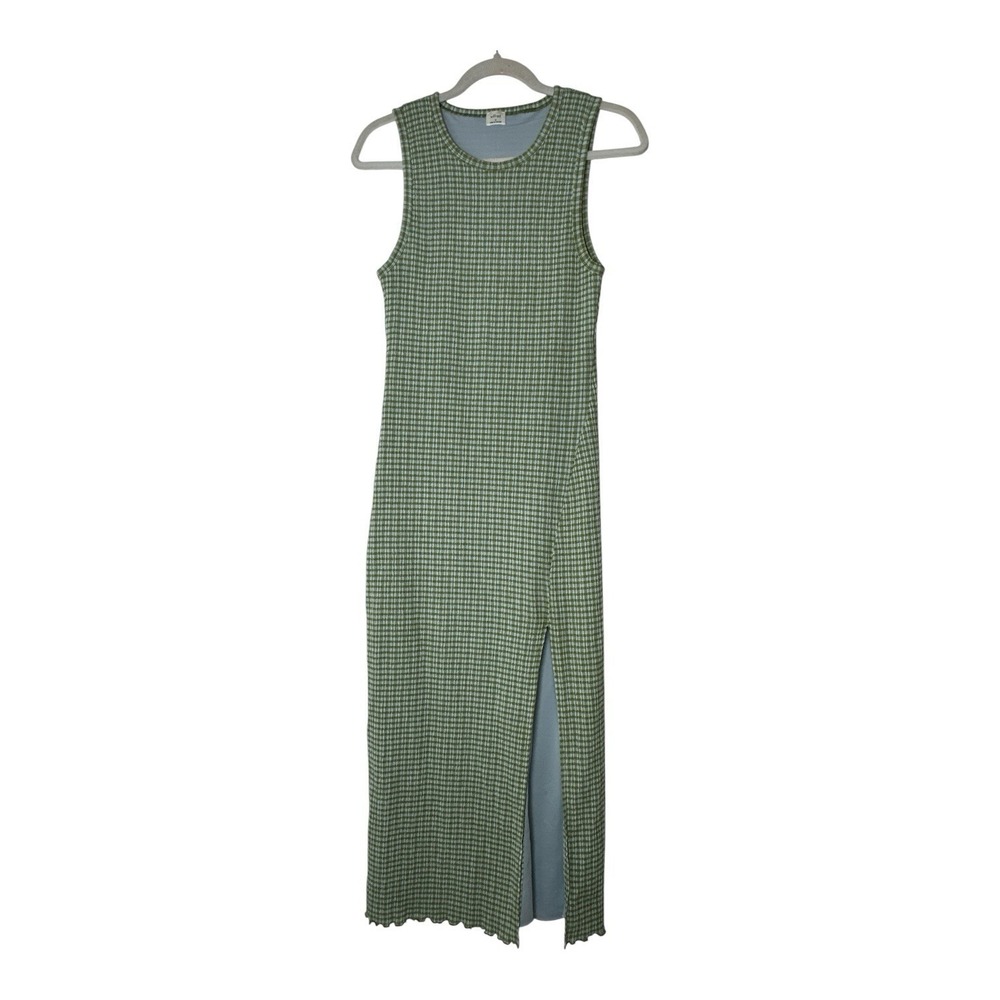 Aritzia Wilfred Verona Midi Dress Medium Green Gingham Plaid Seersucker Normcore